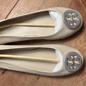 Tory Burch Neutral Color Embellished Flats- New in Box